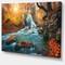 Designart - Fast Flowing Fall River in Forest - Landscape Photography Canvas Print